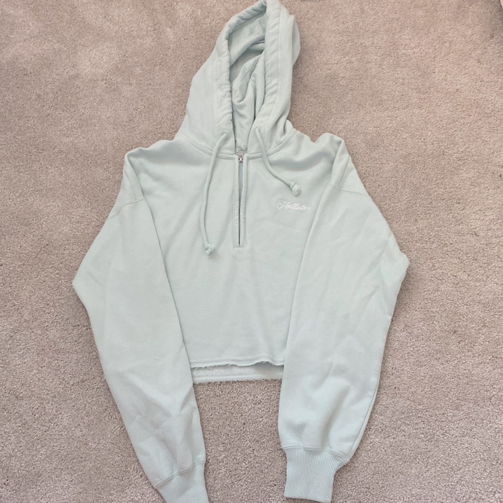 Light blue zip up Hollister hoodie